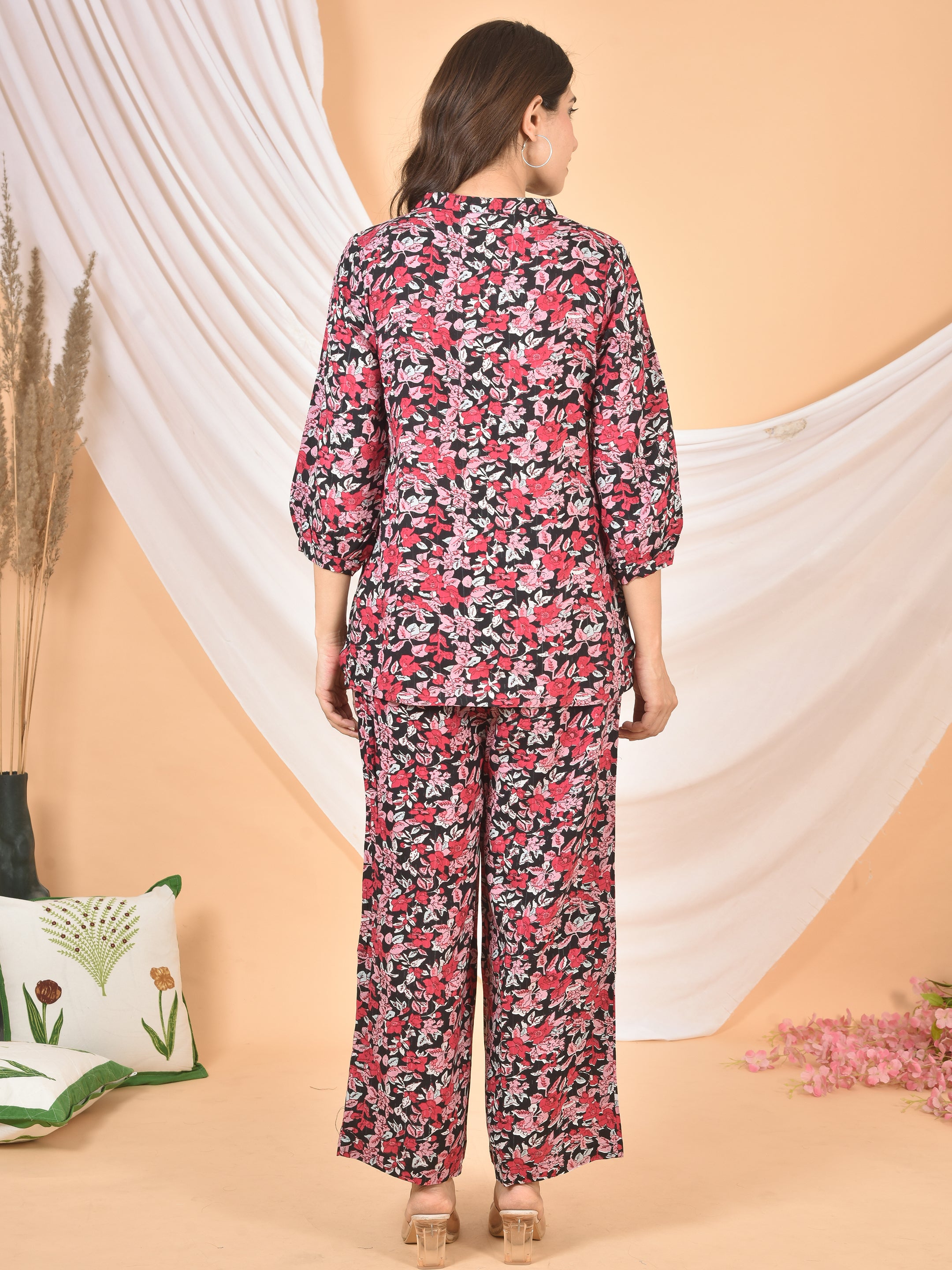 Women Red Black Printed Cod set