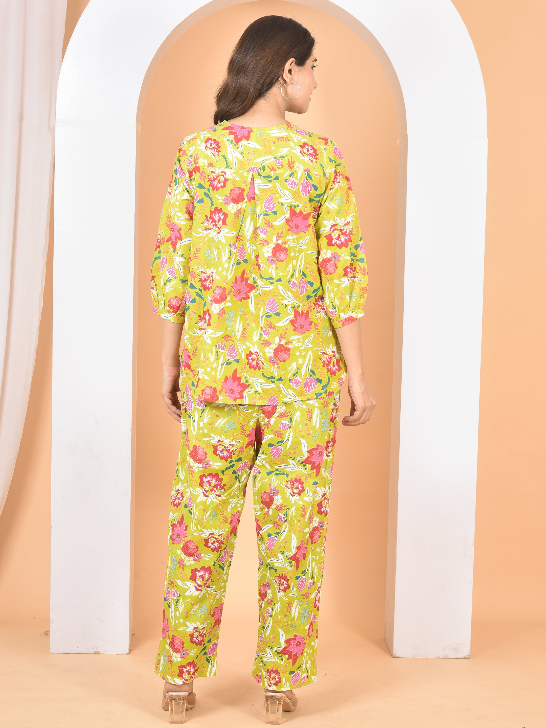 Women Olive Green Printed Cod set