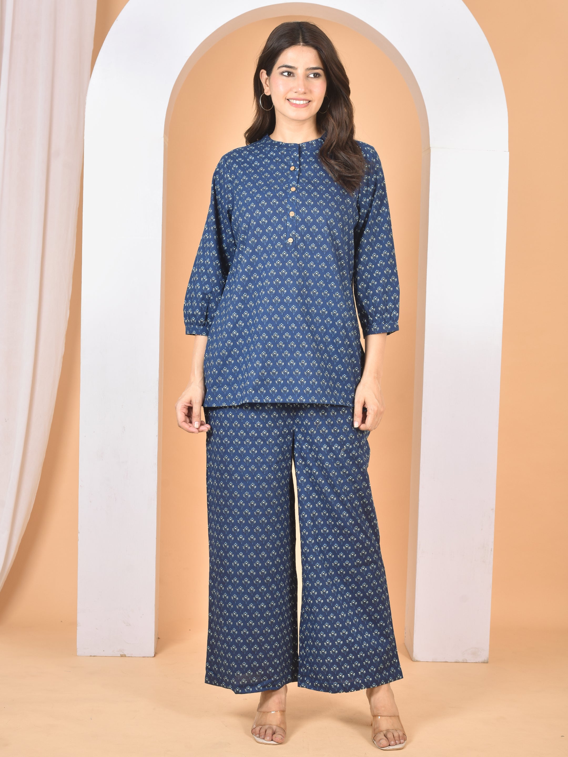 Women Blue Printed Cod Set