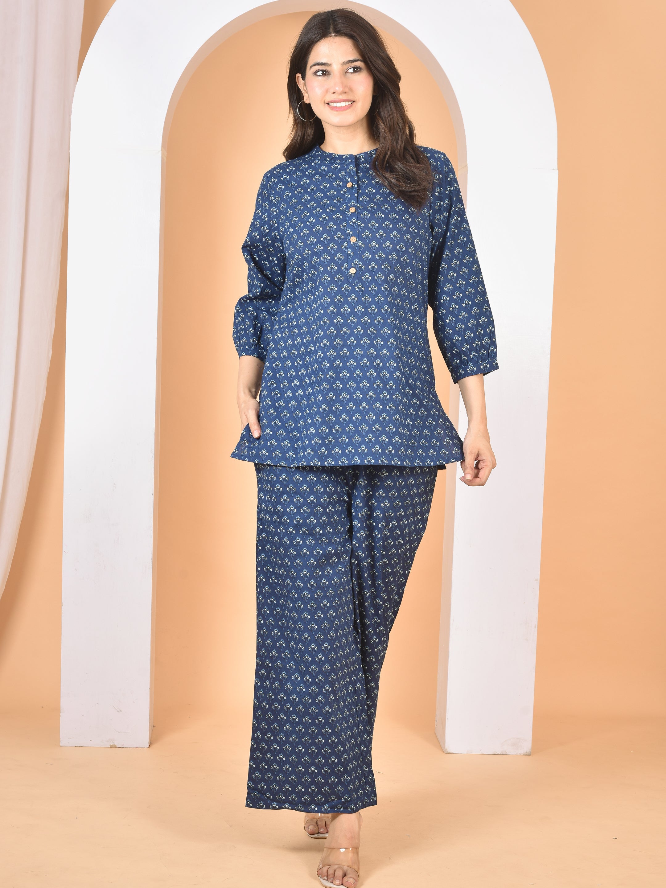 Women Blue Printed Cod Set