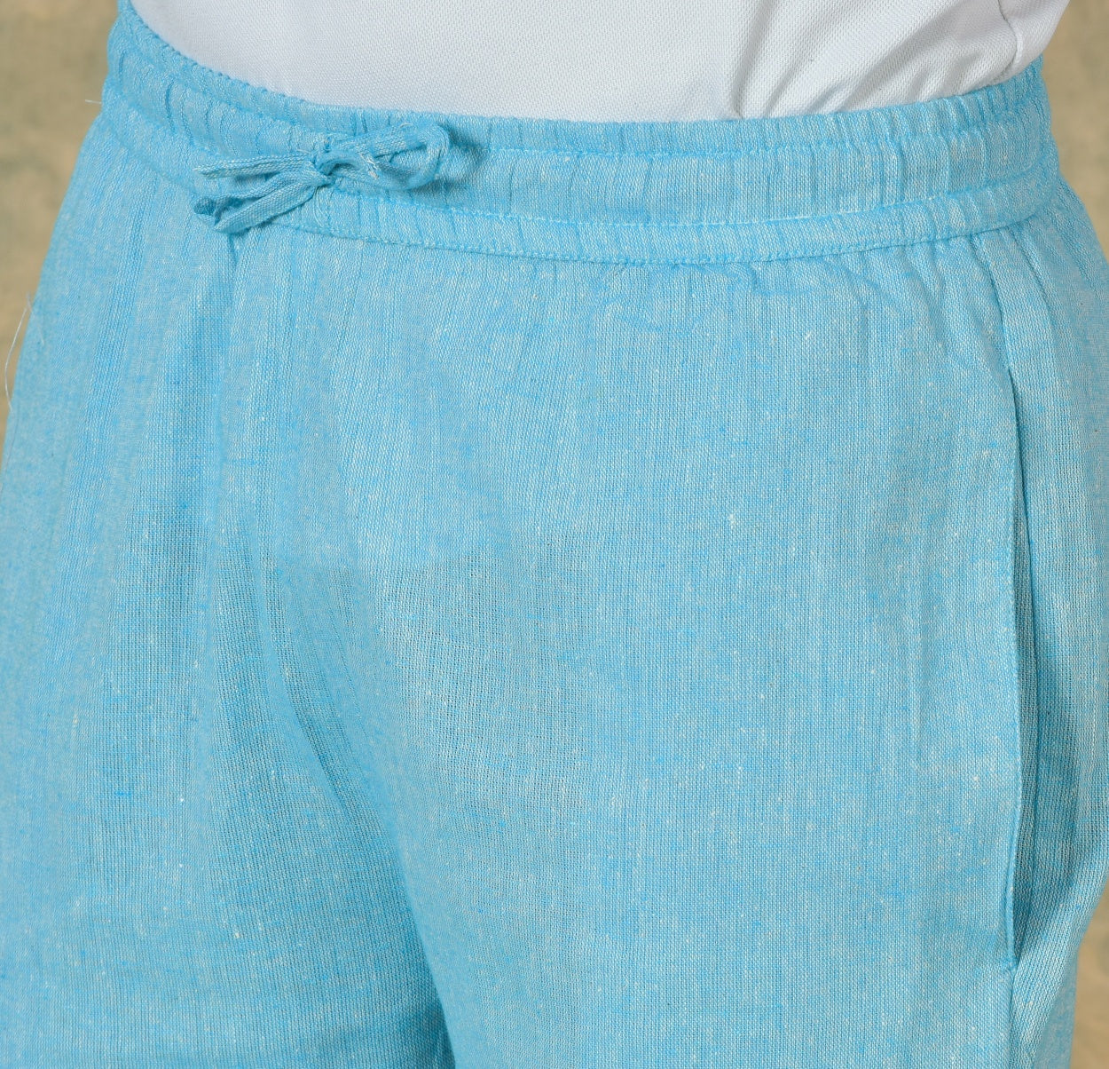 Sky Blue Solid Cotton Handloom Men Pant