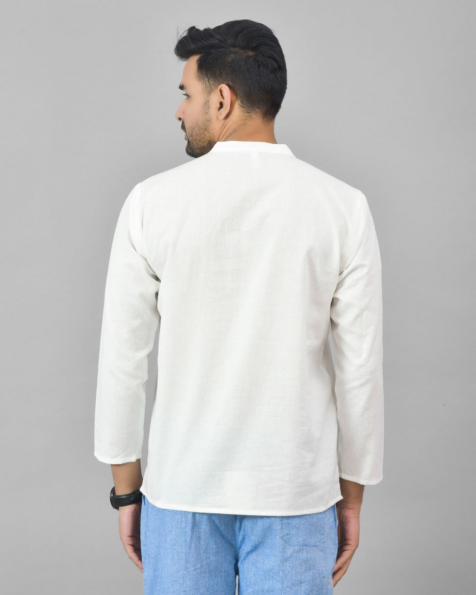 WHITE SOLID COTTON HANDLOOM CORD SET-25075