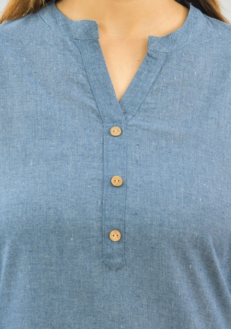 Women Co-Ords Denim Cotton Flax Dress Top and Shorts