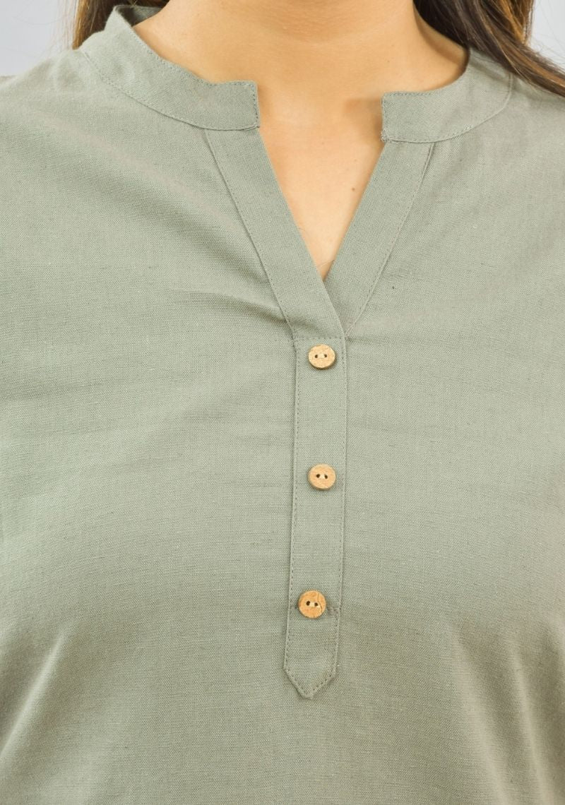 Women Co-Ords Gray Cotton Flax Dress Top and Shorts